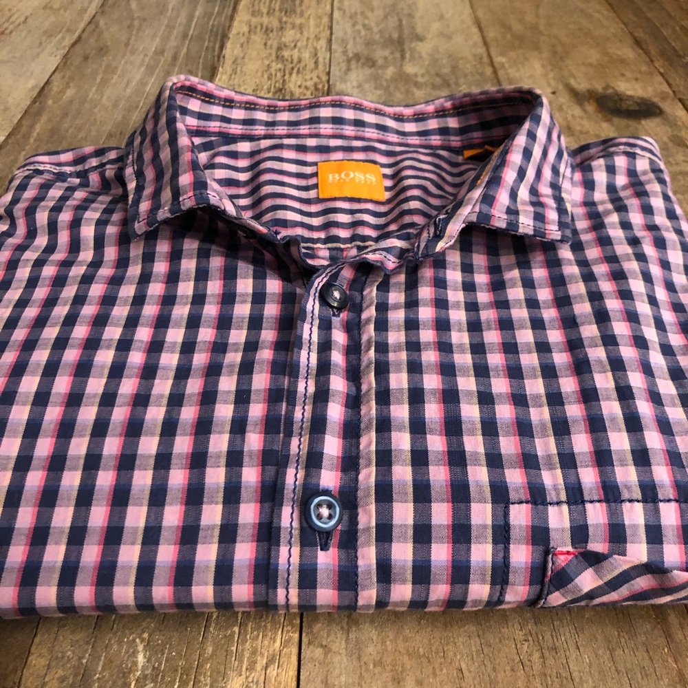 Hugo Boss Orange Button Up Casual Shirt for Spring